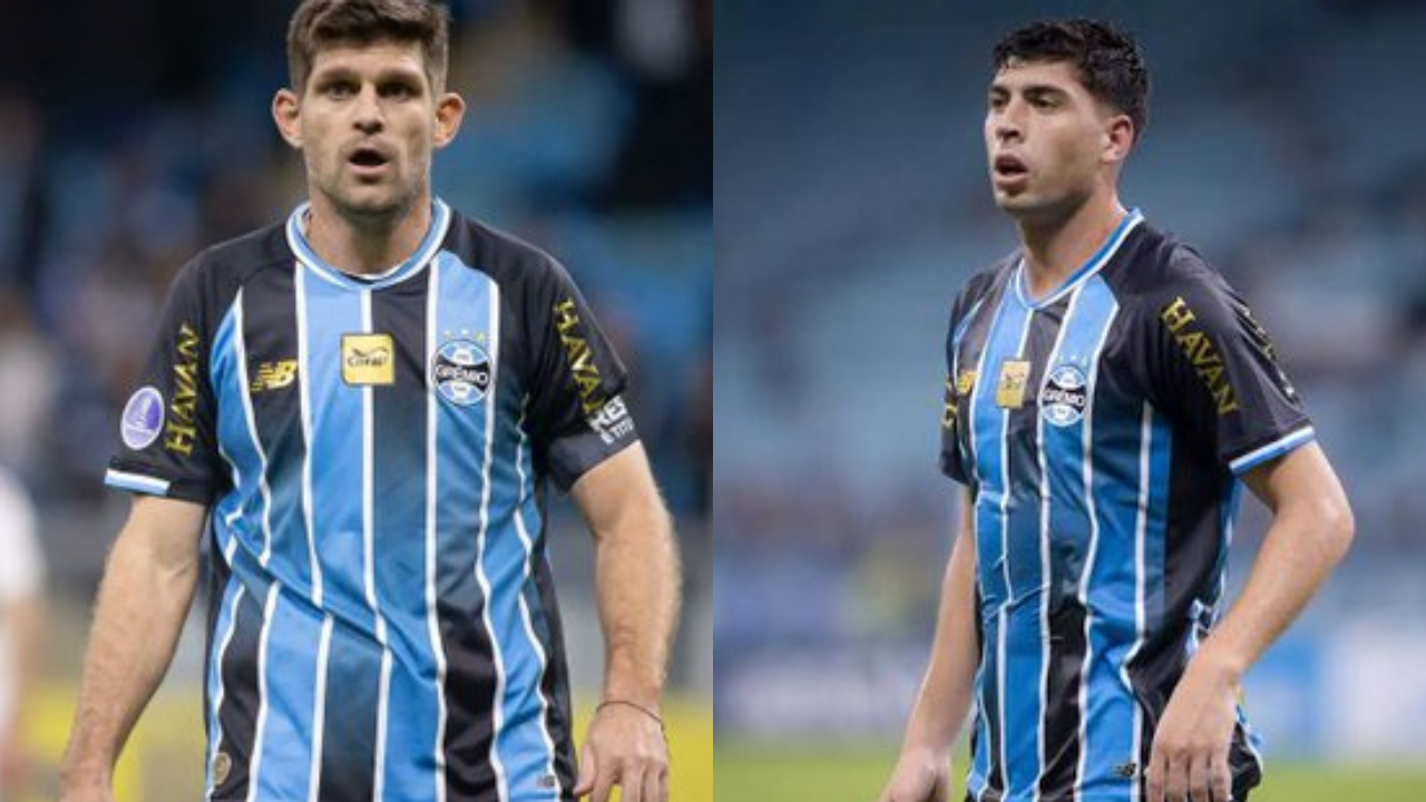 Kannemann e Nardoni durante partida do Grêmio